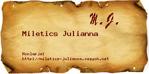 Miletics Julianna névjegykártya
